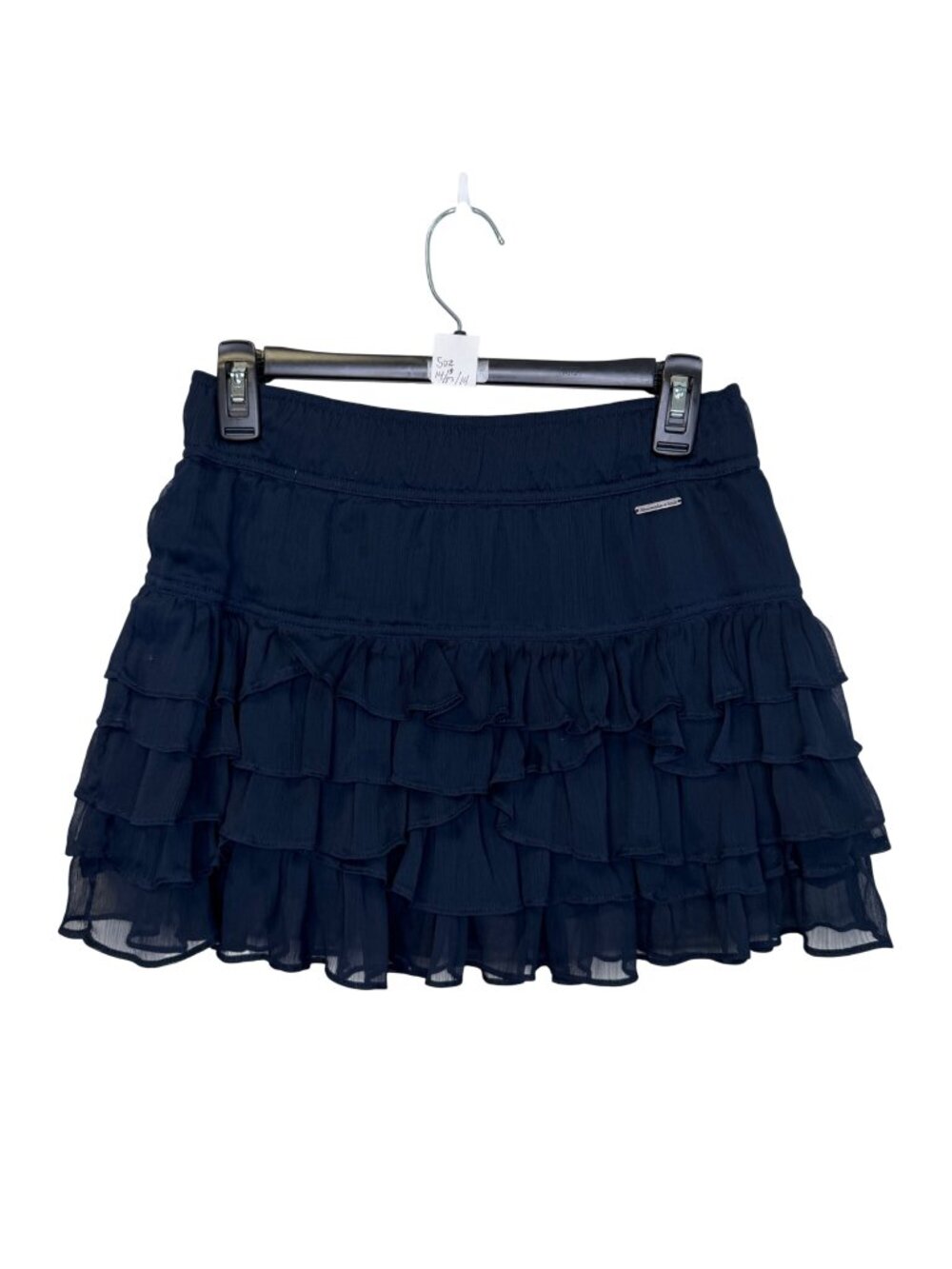 Abercrombie & Fitch Ruffle Tiered Mini Skirt Women’s Medium Navy Chiffon Lined